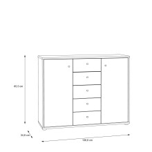 Sideboard >TEMPRA2< 2 Türen, 5 Schübe, Artisan Eiche Dekor - 108,8x85,5x34,8cm (BxHxT)