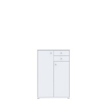 Hochkommode >TEMPRA2< 2 Türen, 2 Schübe, in Weiss - 73,7x111,1x34,8cm (BxHxT)