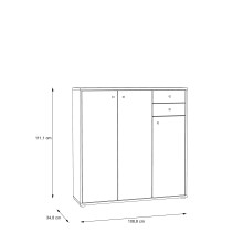 Sideboard >TEMPRA2< 3 Türen, 2 Schübe, Artisan Eiche Dekor - 108,8x111,1x34,8cm (BxHxT)