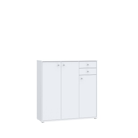 Sideboard >TEMPRA2< 3 Türen, 2 Schübe, in Weiss - 108,8x111,1x34,8cm (BxHxT)