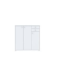 Sideboard >TEMPRA2< 3 Türen, 2 Schübe, in Weiss - 108,8x111,1x34,8cm (BxHxT)