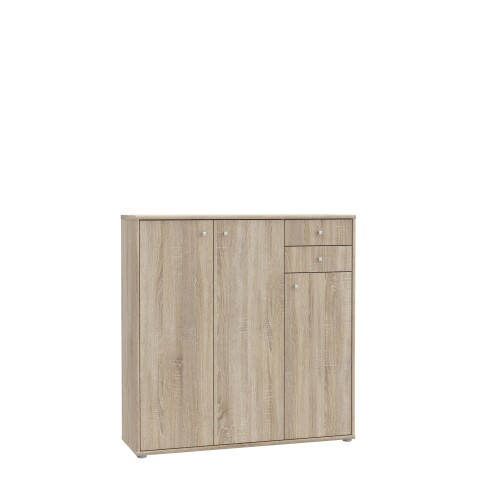Sideboard >TEMPRA2< 3 Türen, 2 Schübe, in Sonoma Eiche Dekor - 108,8x111,1x34,8cm (BxHxT)