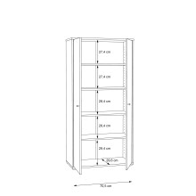 Mehrzweckschrank >TEMPRA2< 2 Türen, 4 Böden, Sonoma Eiche Dekor - 73,7x149,5x34,8cm (B/H/T)