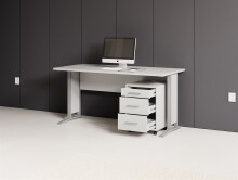Schreibtisch >Clermont< (2-teilig) inkl. Rollcontainer, weiss - 150x73x70cm (BxHxT)