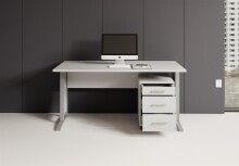 Schreibtisch >Clermont< (2-teilig) inkl. Rollcontainer, weiss - 150x73x70cm (BxHxT)