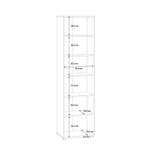 Regal >TEMPRA2< 5 Böden, in Weiss - 54x197,5x34,8cm (BxHxT)