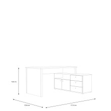 Eckschreibtisch >TEMPRA2< 3 Schübe, 2 Türen, Sonoma Eiche Dekor - 120,6x74,9x151,4cm (BxHxT)