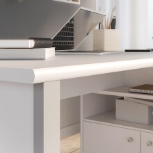 Eckschreibtisch >TEMPRA2< 3 Schübe, 2 Türen, weiss - 120,6x74,9x151,4cm (B/H/T)