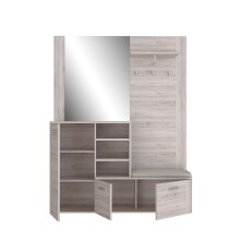 Kompaktgarderobe >BIG BANG< 3 Türen, Spiegel, 3 Haken, Sandeiche Dekor - 155,2x200x41,6cm (BxHxT)