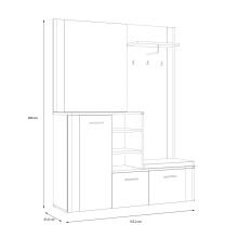 Kompaktgarderobe >BIG BANG< 3 Türen, Spiegel, 3 Haken, Sandeiche Dekor - 155,2x200x41,6cm (BxHxT)