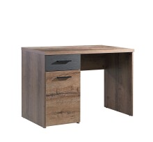Schreibtisch >JACKY< Script-Schlameiche / Schwarz Eiche Dekor - 110x76,5x52,7cm (B/H/T)