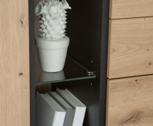 Sideboard >TRONDHEIM< 4 Schübe, Artisan Eiche Dekor/ Schwarz Eiche - 177,4x81,3x41cm (B/H/T)