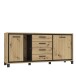 Sideboard >TRONDHEIM< 4 Schübe, Artisan Eiche Dekor/ Schwarz Eiche - 177,4x81,3x41cm (B/H/T)