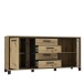 Sideboard >TRONDHEIM< 4 Schübe, Artisan Eiche Dekor/ Schwarz Eiche - 177,4x81,3x41cm (B/H/T)