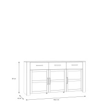 Sideboard >BOHOL< 3 Üren, 3 Schübe, Riviera Eiche / Eiche grau - 166,1x87x42cm (BxHxT)