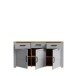 Sideboard >BOHOL< 3 Üren, 3 Schübe, Riviera Eiche / Eiche grau - 166,1x87x42cm (BxHxT)