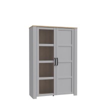 Stauraumvitrine >BOHOL< 2 Türen, Riviera Eiche Dekor / Eiche grau - 106,4x160,6x42cm (BxHxT)