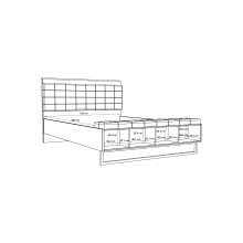 Stauraumbett >JAKOBINA< 160x200cm, Stabeiche Dekor/ Schwarz Eiche - 167,4x119,7x234,cm (B/H/T)