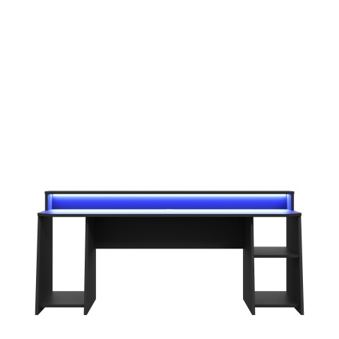 Gamingtisch >TEZAUR< LED-Wechselbeleuchtung, Fächer, schwarz matt - 200x91,1x72cm (B/H/T)