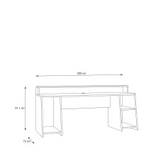 Gamingtisch >TEZAUR< LED-Wechselbeleuchtung, Fächer, schwarz matt - 200x91,1x72cm (B/H/T)