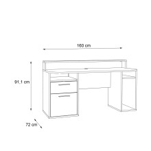 Gamingtisch >TEZAUR< LED-Wechselbeleuchtung, Schub,Tür, schwarz - 160x91x72cm (B/H/T)