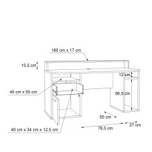 Gamingtisch >TEZAUR< LED-Wechselbeleuchtung, Schub,Tür, schwarz - 160x91x72cm (B/H/T)