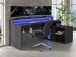 Eckschreibtisch>TEZAUR< Gamingtisch, LED-Wechselbeleuchtung, schwarz - 200x91,1x125,4cm B/H/T