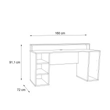 Gamingtisch >TEZAUR< 5 Fächer, 2 Böden, Ablage, schwarz - 160x91,1x72cm (B/H/T)
