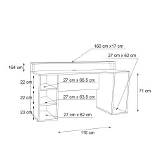 Gamingtisch >TEZAUR< 5 Fächer, 2 Böden, Ablage, schwarz - 160x91,1x72cm (B/H/T)