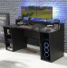 Gamingtisch >TEZAUR< 5 Fächer, 2 Böden, Ablage, schwarz - 160x91,1x72cm (B/H/T)