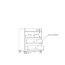 Rollcontainer >TEZAUR< 2 Schübe, 1 Fach, Rollen, schwarz matt - 48,4x63x42cm (B/H/T)