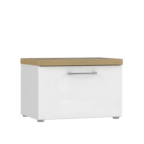 Schuhbank >TULUZA< 1 Tür, Weiss / Artisan Eiche Dekor - 60,3x40,8x43,4cm (BxHxT)