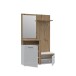Kompaktgarderobe >TULUZA< Spiegel, Weiss / Artisan Eiche Dekor - 128,5x200,8x43,4cm (B/H/T)