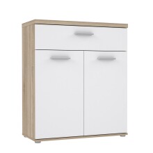 Kommode >WINNIE< 1 Schub, 2 Türen, weiss / Sonoma Eiche Dekor - 79,9x93x34,8cm (B/H/T)