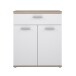 Kommode >WINNIE< 1 Schub, 2 Türen, weiss / Sonoma Eiche Dekor - 79,9x93x34,8cm (B/H/T)