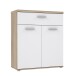 Kommode >WINNIE< 1 Schub, 2 Türen, weiss / Sonoma Eiche Dekor - 79,9x93x34,8cm (B/H/T)
