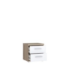 Nachtkommode >WINNIE< 2 Schubladen, Sonoma Eiche Dekor / weiss - 37,6x38,6x34,7cm (BxHxT)