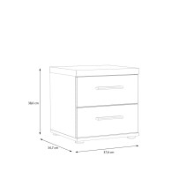 Nachtkommode >WINNIE< 2 Schubladen, Sonoma Eiche Dekor / weiss - 37,6x38,6x34,7cm (BxHxT)