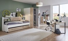 Schreibtisch >NORDERNEY< made in Germany, Viking Eiche Dekor / schwarz - 140x75x70cm (BxHxT)