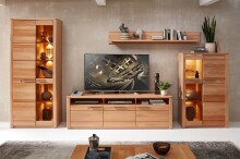 Stauraumvitrine >Nature One< 2 Türen, mit LED, FSC, Kernbuche teilmassiv - 85x203x40cm (B/H/T)