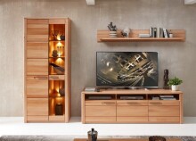 Stauraumvitrine >Nature One< 2 Türen, mit LED, FSC, Kernbuche teilmassiv - 85x203x40cm (B/H/T)