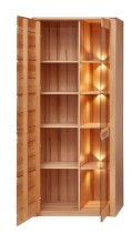 Stauraumvitrine >Nature One< 2 Türen, mit LED, FSC, Kernbuche teilmassiv - 85x203x40cm (B/H/T)