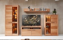 Stauraumvitrine >Nature One< 2 Türen, mit LED, FSC, Kernbuche teilmassiv - 85x137x40cm (B/H/T)