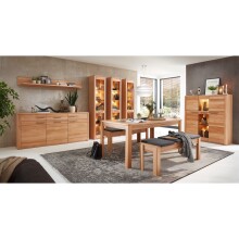 Highboard >Nature One< 3 Türen, mit LED, FSC, Kernbuche teilmassiv - 127x137x40cm (B/H/T)