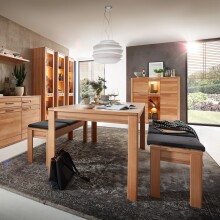 Highboard >Nature One< 3 Türen, mit LED, FSC, Kernbuche teilmassiv - 127x137x40cm (B/H/T)