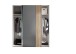 Schiebetürenschrank >Berno< 2 Türen, Grau / Spiegel / Eiche Dekor - 170x195,5x57,2cm (BxHxT)