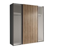 Schiebetürenschrank >Berno< 2 Türen, in Grau / Eiche Dekor - 170x195,5x57,2cm (BxHxT)