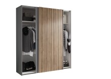 Schiebetürenschrank >Berno< 2 Türen, in Grau / Eiche Dekor - 170x195,5x57,2cm (BxHxT)