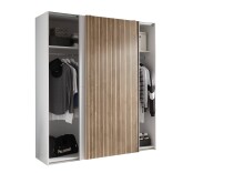 Schiebetürenschrank >Berno< 2 Türen, in weiss / Eiche Dekor - 170x195,5x57,2cm (BxHxT)