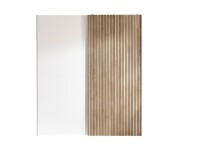 Schiebetürenschrank >Berno< 2 Türen, in weiss / Eiche Dekor - 170x195,5x57,2cm (BxHxT)